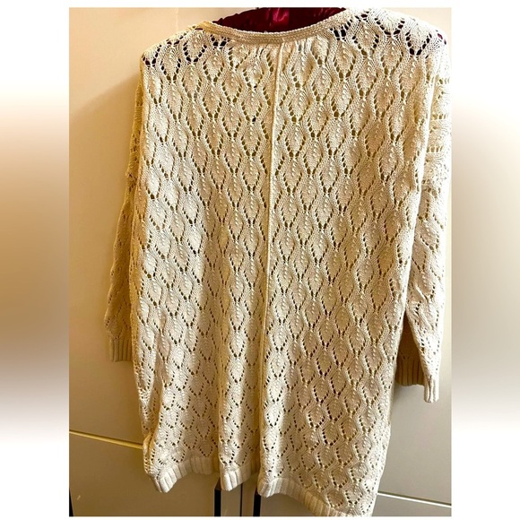 H&M LOGG lace Sweater Women's Ivory/ tan  Size S Pullover 100% Cotton - Picture 2 of 3